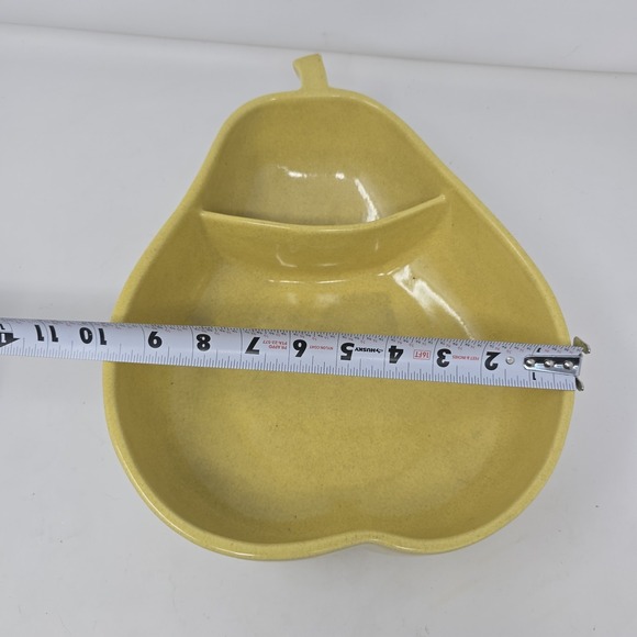 Vintage Pfaltzgraft Pottery Pear Chip Dip Bowl  Divided Speckled Yellow MCM - Picture 5 of 11